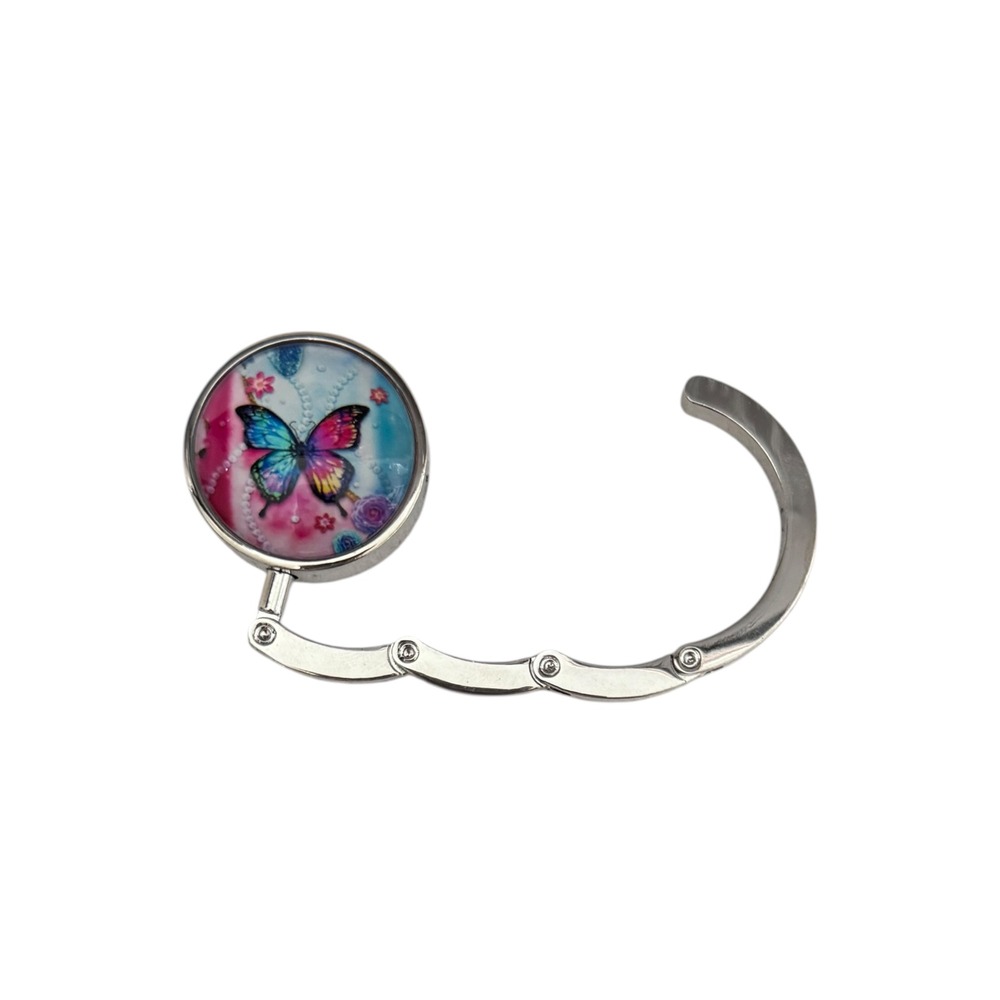 Butterfly Folding Purse Hook Handbag Hanger Silver Tone Table Holder Accessory